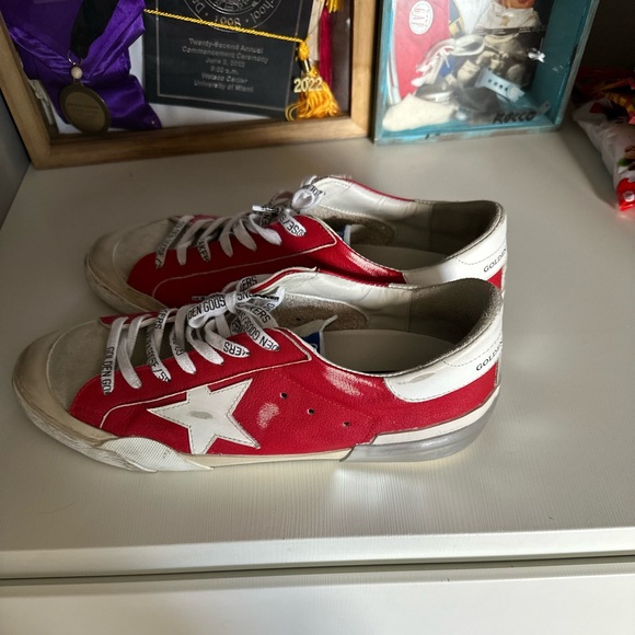 Men's Super-Star in red nappa with white star and heel tab - Picture 3 of 3